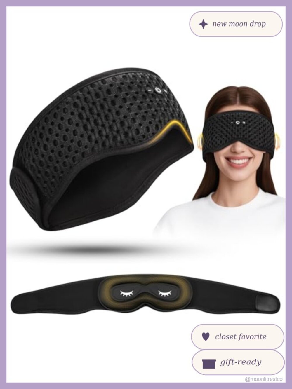 3D Contoured Sleep Mask Bluetooth 5.4 Headphones Detachable Eye Cups